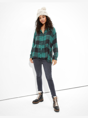 Ae Oversized Flannel Babydoll Shirt