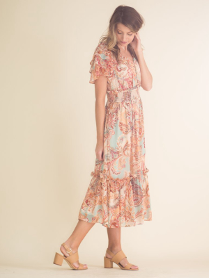 Evelyn Ruffle Midi Dress