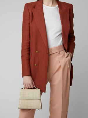 Leather-trimmed Straw Tote