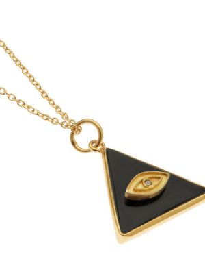 All Seeing Triangle Eye Necklace With Black Onyx