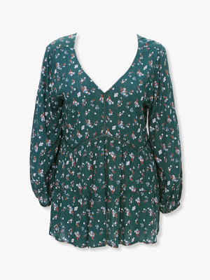 Plus Size Floral Peasant Tunic