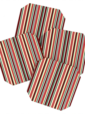 Lisa Argyropoulos Holiday Traditions Stripe Coaster Set - Deny Designs