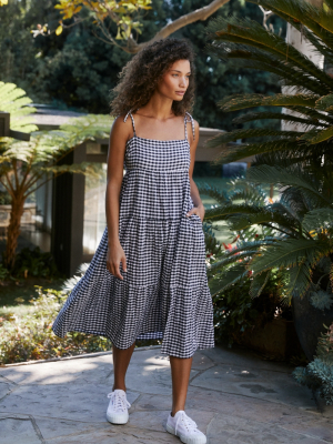 Gingham Tiered Cover-up Midi Dress