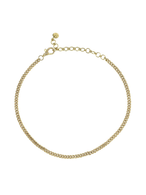 Baby Link Pave Choker - Yellow Gold