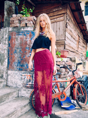 Maple Maxi Skirt -maroon