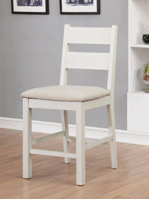 Set Of 2 Dortmund Rustic Cushioned Counter Height Dining Chair Weathered White - Homes: Inside + Out