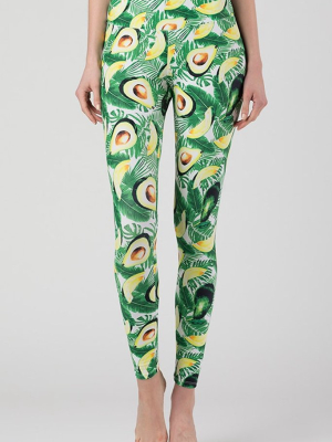 Reese High Rise Leggings - Green Avocado Print