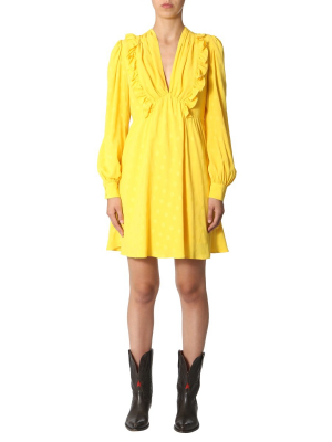 Msgm Ruffled Long Sleeve Dress