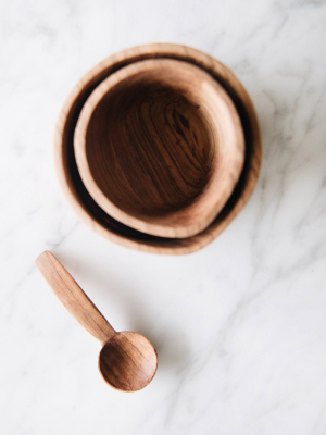 Connected Goods Wild Olive Wood Cream & Sugar Set