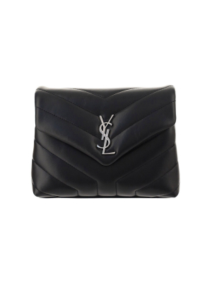 Saint Laurent Logo Plaque Quilted Mini Shoulder Bag