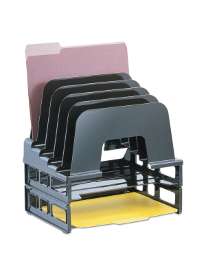 Officemate Incline Sorter 2 Trays 5-compartments Plastic 9.12w X 13.5d X 14h Black 22112