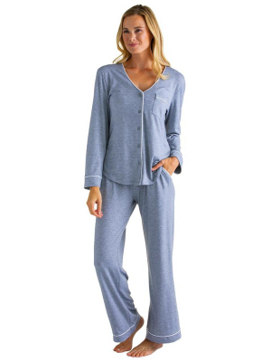 Softies Women's Ankle Pj Set With Contrast Piping