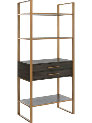 Skadi 4 Tier 1 Drawer Etagere Gold/gray Oak