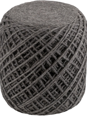 Xena Hand Woven Pouf In Black