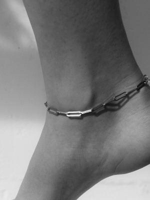 Paperclip Heavy Anklet | Sterling Silver