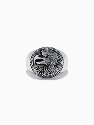 Effy Men's Sterling Silver Black Spinel Eagle Ring, 0.01 Tcw