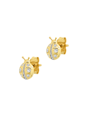 Diamond Ladybug Studs