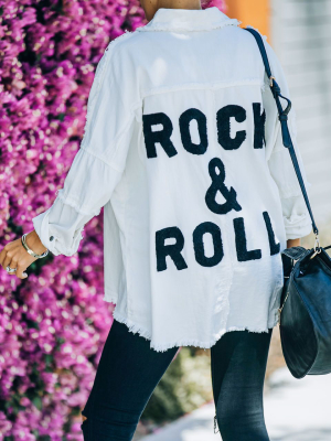 Cotton Rock & Roll Frayed Utility Jacket - White