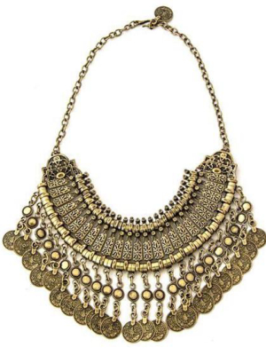 Fit For A Queen Bib Necklace, Brass