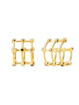 Salt & Pepper Diamond Cage Earrings