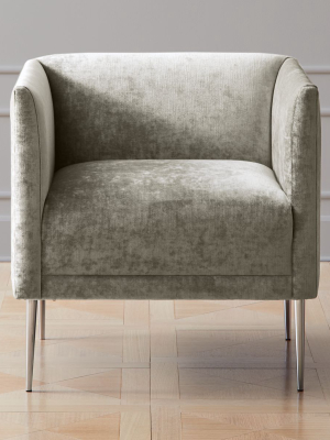 Marais Shadow Grey Velvet Armchair With Chrome Legs