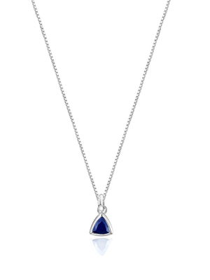 Blue Sapphire Charm Silver Necklace