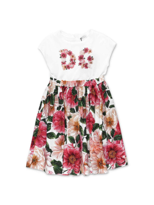 Dolce & Gabbana Kids Floral Logo Print Dress