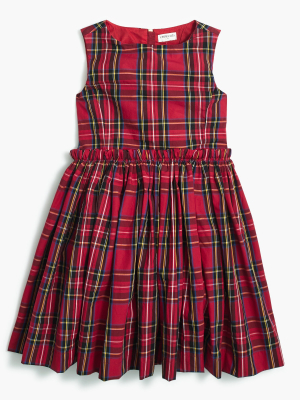 Girls' Sleeveless Paperbag Waist Dress In Holiday Tartan