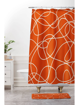 Scribble Up Shower Curtain Red - Deny Designs
