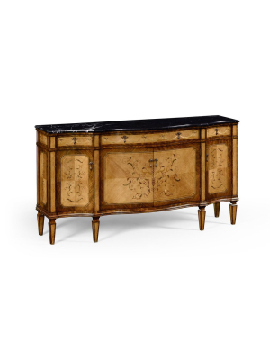 Satinwood Serpentine Sideboard With Floral Inlay