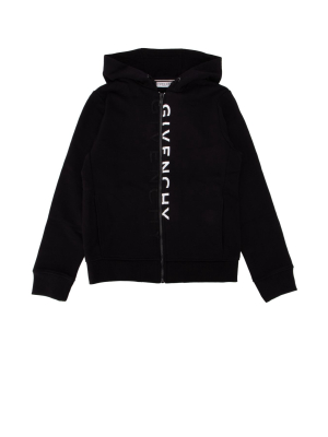 Givenchy Kids Logo Print Zipped Hoodie