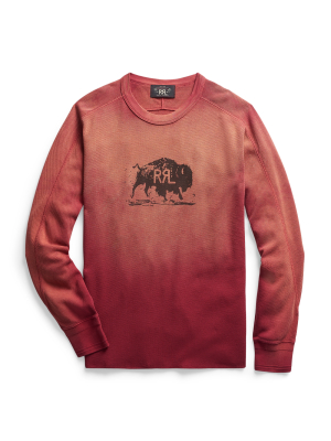 Waffle-knit Cotton Graphic Crewneck