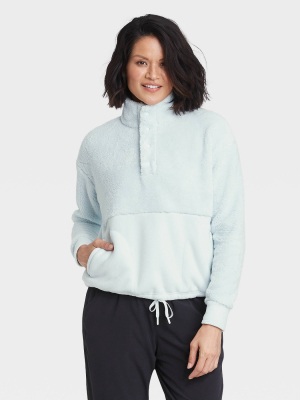 Women's Snap Front Cozy Sherpa Pullover Sweatshirt - All In Motion™