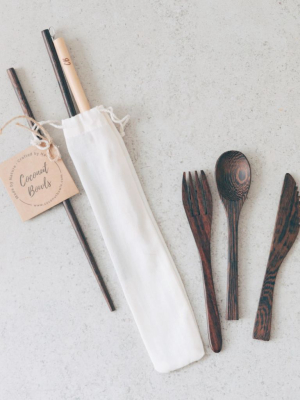 Wooden Buddha Cutlery Set