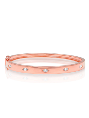 14kt Rose Gold Diamond Marquis Sparkle Bangle Bracelet