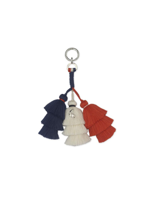 Pais Textil Orange, White And Navy Bag Tassel