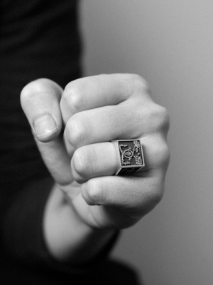 Andrew Mcleod Death By Work Ring Oxidized | Sterling Silver