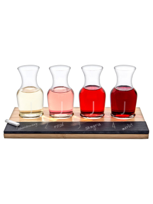 Cathy's Concepts® 4pc Monogram Bamboo & Slate Wine Tasting Flight