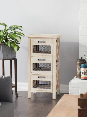 Wood Cabinet With Mesh Drawers Light Brown - Olivia & May