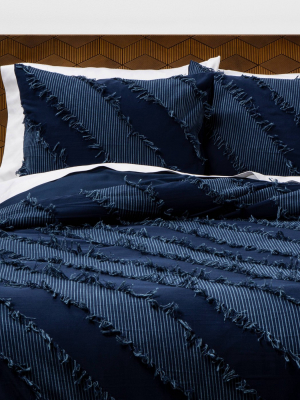 Indigo Diagonal Textured Duvet & Sham Set - Opalhouse™