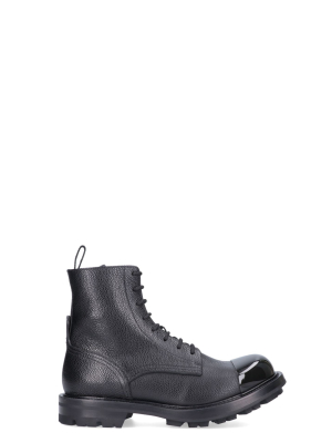 Alexander Mcqueen Pebbled Lace-up Boots