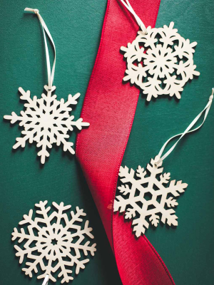 Nordic Wooden Snowflake Ornament - Set Of 4