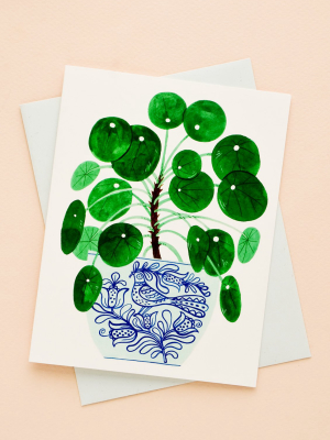 Potted Pilea Blank Card