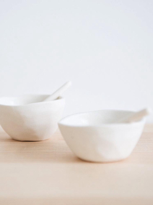 Ceramic Salt Bowl With Spoon
