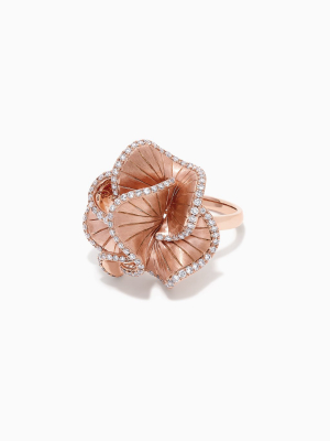 Effy Pave Rose 14k Rose Gold Diamond Flower Ring, 0.90 Tcw