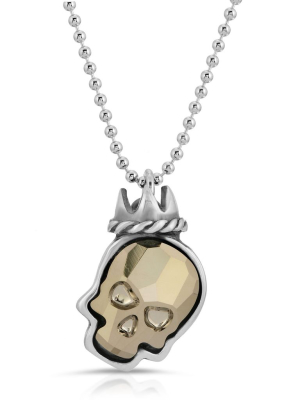 Metallic Gold Crown Skull Necklace