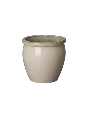 Round Planter W/ White Glaze