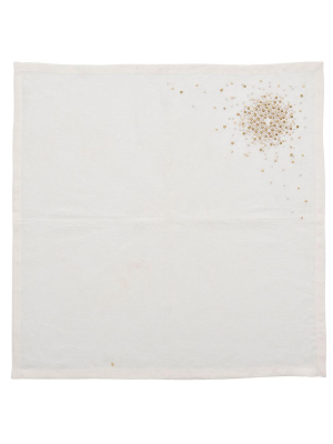 Kim Seybert Starburst Napkin In White, Gold, And Silver - Set Of 4