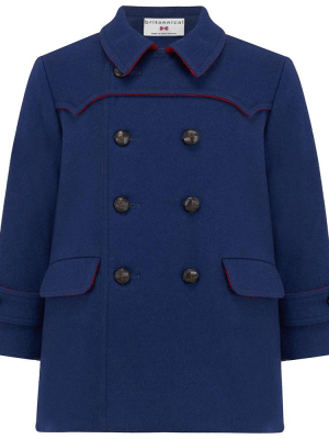 Marylebone Girls Pea Coat - Portland Blue