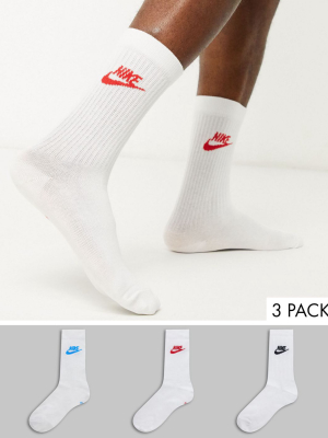 Nike Evry Essential 3 Pack Socks In White